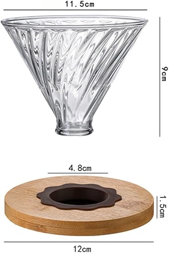 Miniatura 2 de Gotero de café para verter sobre café, gotero de café de vidrio V60 con base de madera de bambú, accesorios de goteo de café de preparación lenta
