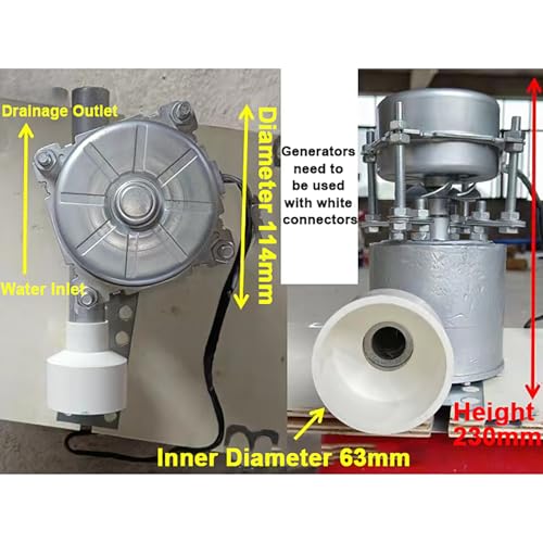 Generador Hidroeléctrico Horizontal 1000W 220V, Generador Hidroeléctrico Portátil de 1KW con Conector de Entrada de 63mm para Iluminación Exterior miniatura 3