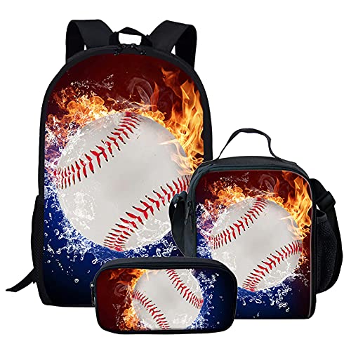NETILGEN Mochila infantil para la escuela 3 en 1 para niños y adolescentes, bolsa de almuerzo aislada + estuche para lápices, para viajes, camping, senderismo, ciclismo, deportes al aire libre,