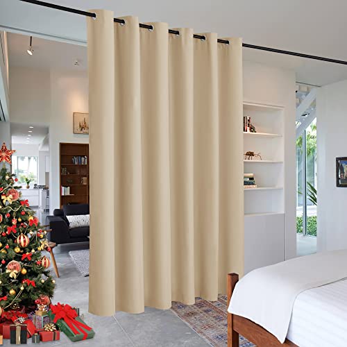 RYB HOME Blackout Room Divider Curtains Privacy Room Separator Extra Long Wide for Office Backdrop Workspace Shelves Living Room Apartment, 9 ft Tall x 10 ft Wide, Cream Beige, 1 Panel