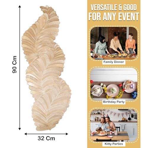 Image of Homerz Premium Table Runner, PVC, Size- 92x34 cm | Waterproof, Heat Resistant, Non-Slip, Easy to Clean Soft Table Runner for Coffee Table, Dining Table and Centre Table. (Vail)