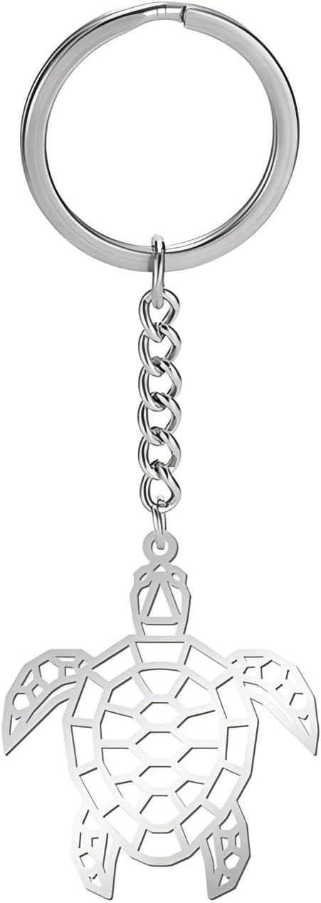 Cute Stainless Steel Sea Turtle Keychains Ocean Animals Keyring for Women Handbag Car Accessories Gifts
