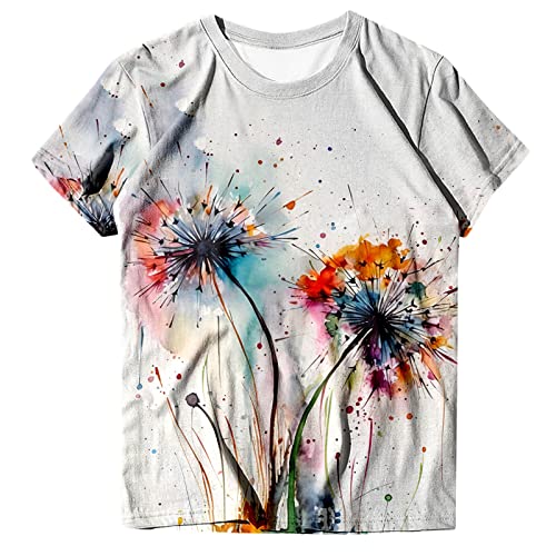 Graphic T-Shirts for Women Summer Short Sleeve Cute Tops Crewneck Vintage Tees Ladies Blouse Teen Girls Casual T Shirt2