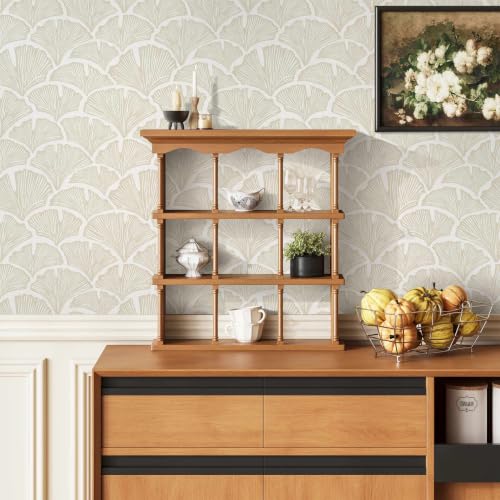 Papel tapiz botánico beige neutro autoadhesivo Dimoon para pared de baño 2