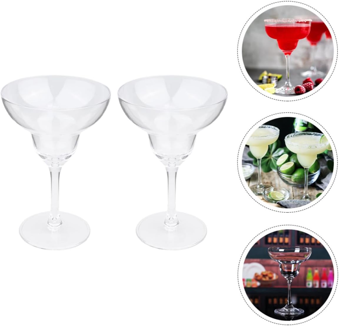 Outanaya Plastic Margarita Cups and Unique Shape with Elegant Design 2pcs Lightweight Cocktail Goblets with Smooth Cup Mouth for Home Bar and Party Use