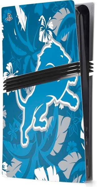 Skinit Decal Gaming Skin Compatible with PS5 Pro Console - Officially Licensed NFL Detroit Lions Tropical Print Design