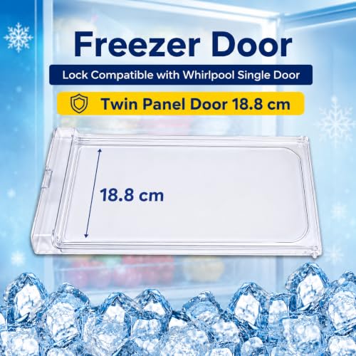 Image of Sanavya Freezer Door with Lock Compatible with Whirlpool Single Door Refrigerator | Transparent Freezer Flap | Height 18.8 cm | Durable Replacement Freezer Door Cover