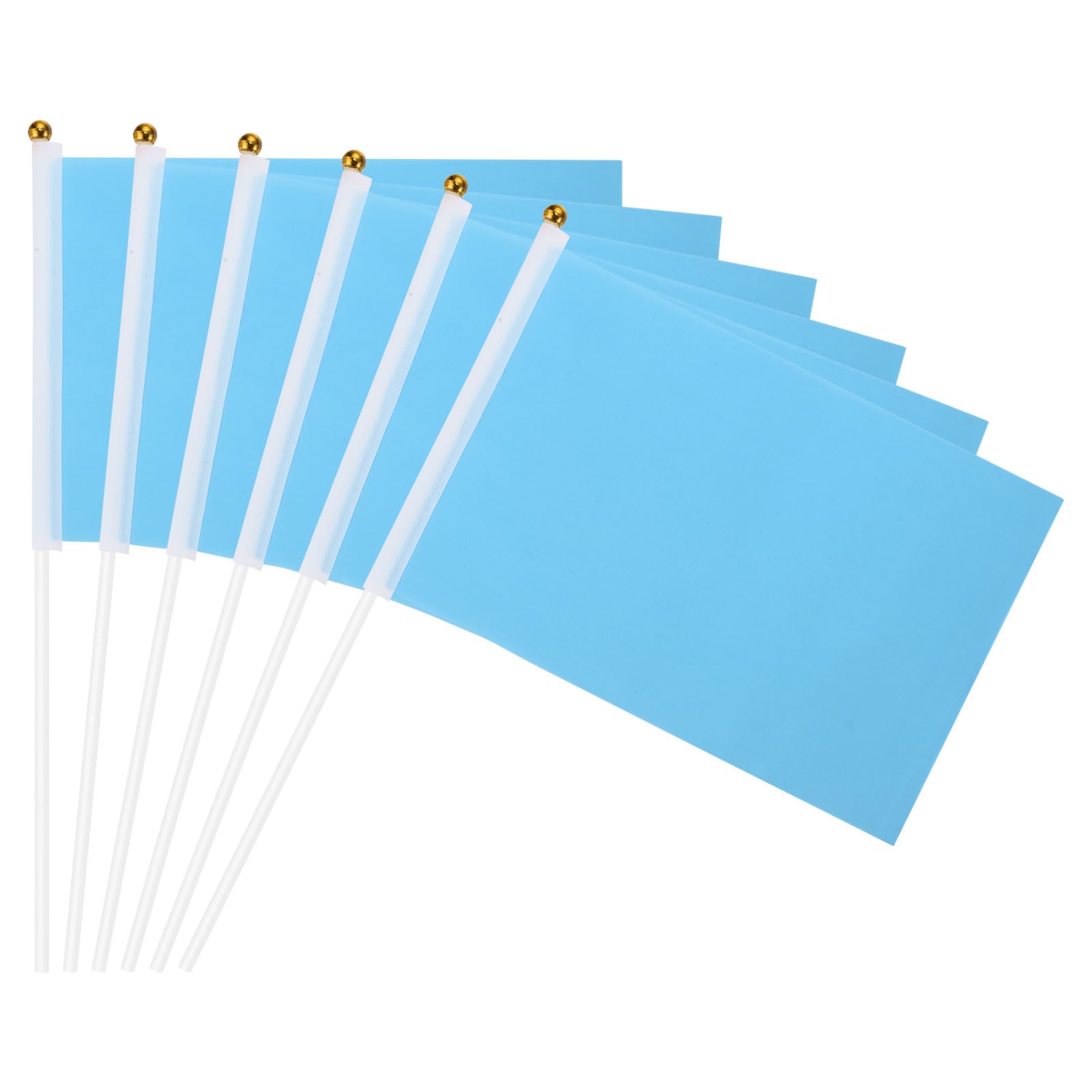 sourcing map 50Pcs Sky Blue Blank Stick Flag, 8.3 x 5.5 Inch Handheld Solid Color Flags on Plastic Stick for DIY Graffiti Birthday Carnival Festival Celebration Sports Grand Opening Party โ image 1