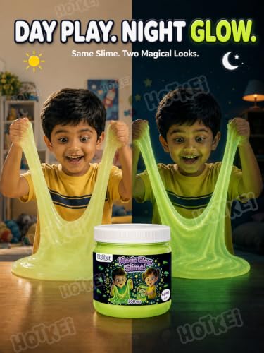 Image of HOTKEI 200gm Glow in the Dark Slime for Kids 3 to 10 Years DIY Toy Slimy Glowing Slime Gel Jelly Putty Art Toys Birthday Gift Box for Boys Girls