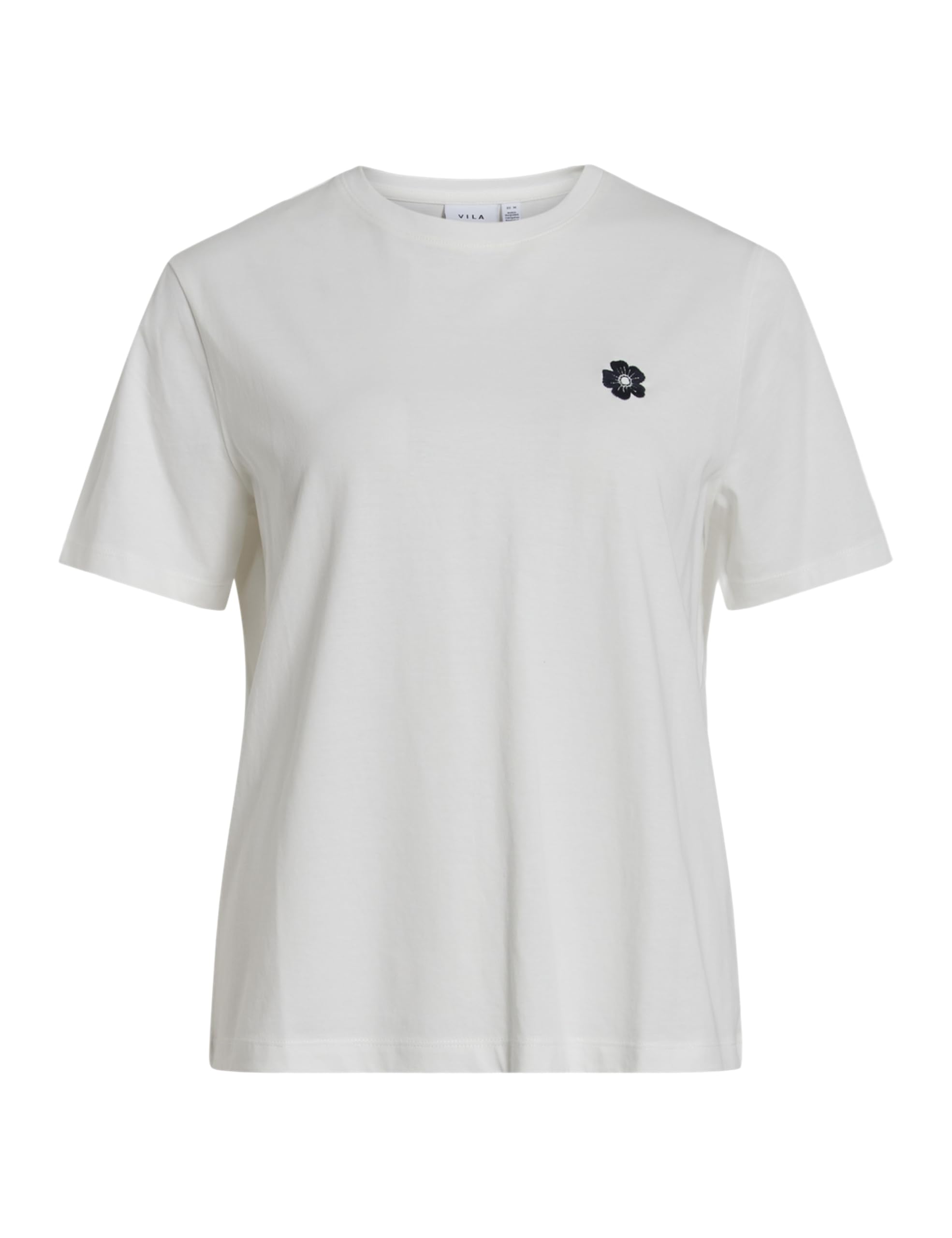 Vila Visybil Flower O-Neck S/S T-Shirt, Snow White, S