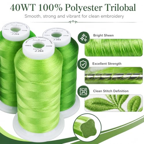 Set de 6 hilos de bordar Simthread 3000 yd poliéster 40WT verde miniatura 3
