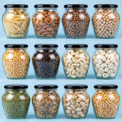 Image of Airtight Glass Jar Containers Kitchen Organizer Storage 350ml Glass Jars Clear Glass Storage Jar Glass Spice Jar Containers Glass Jars for Storage Glass Jar for Pickle Pack of 6