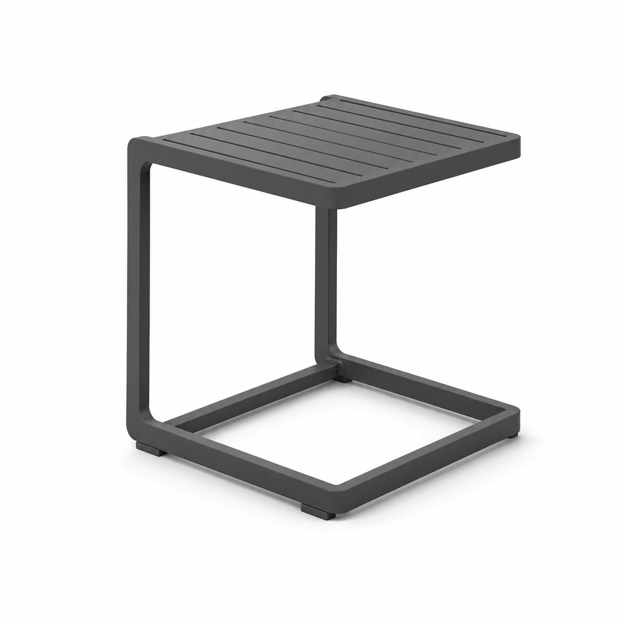 Brigros Estosa - Tavolino Basso da Esterno Chiara in Alluminio Grigio, Tavolo Laterale per Divano Lettino e Salotto Outdoor, Verniciato a Polvere, 41,5x41,5x45 cm