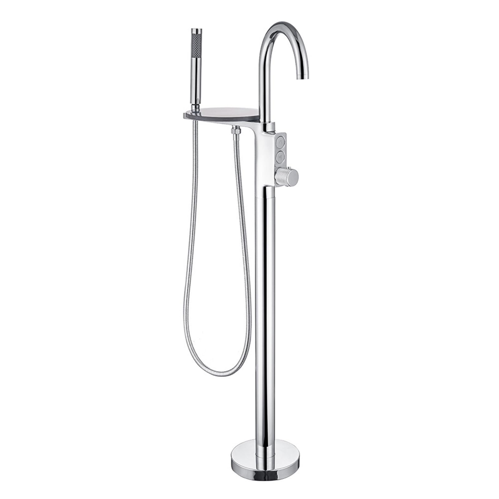 BHGFYXBS Freestanding Bath Tap With Shower Mixer Set Gold Single Lever Bath Tap 360 Swivel Spout Bath Tub Mixer Tap With Shower Head,Chrome