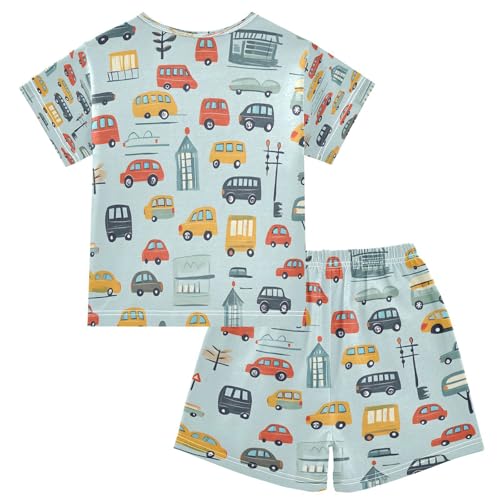 senya Short Sleeve Pajamas Sets Summer Cotton Sleepwear City Yellow Red Car2