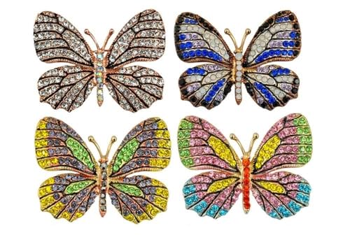 Image of 4Pcs Set Empress Monarch Winged Butterfly Crystal Rhinestones Brooch Pin