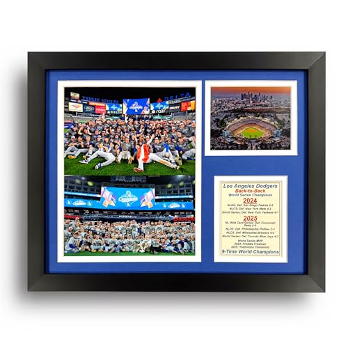 Los Angeles Dodgers | Back to Back World Series Champions 2024-2025 | Collectible Baseball Memorabilia | MLB Framed Picture Photo Collage Gift Man Cave Art Room Decor | 2 Sizes & 4 Styles (12x15)
