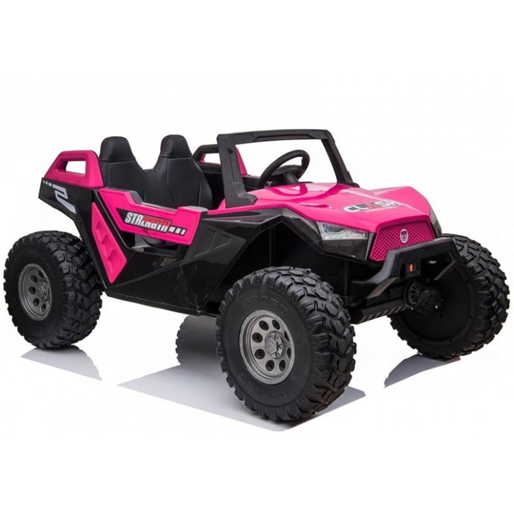 Dorsa Kids Realistic Off-Road Dune Clash Buggy UTV with 2-Seater 24V Electric Ride-On Vehicle for Kids with Remote Control, Music, Multiple Speeds, Spring Suspension, and LED Lighting (Pink)