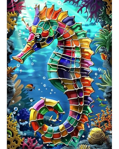 Ocean Seahorse Diamond Art Kits for Adults, Beach Diamond Art 12X16 Inch