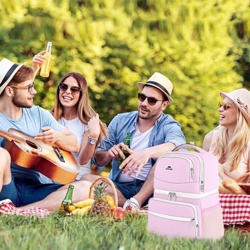 Image of MATEIN Cooler Backpack, 26 Cans Insulated Lunch Backpack for Men Women, Leakproof Double Layer Lunch Cooler Bag Lightweight Soft Lunch Backpack with Cooler Compartment, Beach Camping Hiking Beer Gifts