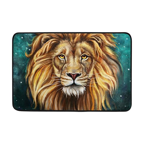 COOSUN Rey León Aslan Felpudo, Entrada de Forma Cubierta Exterior Alfombra Puerta con Cubierta...