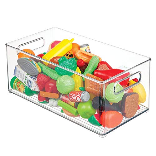 Preisvergleich Produktbild mDesign Spielzeugaufbewahrung Aufbewahrungsbox aus stabilem Kunststoff vielseitige Box mit Griffen für Bastel- und Spielsachen im Kinderzimmer durchsichtig