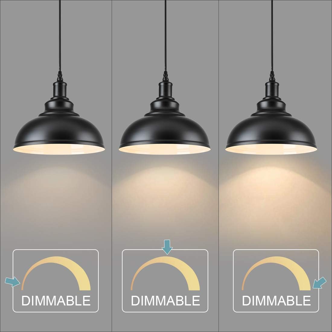 HMVPL Hanging Lights with Plug in Cord and Dimmer Switch, Black Plug in Pendant Light with 16.4ft Long Cord, Gazebo Lights Outdoor Chandelier Hanging Lamp for Kitchen Island Dining Room Bedroom Porch