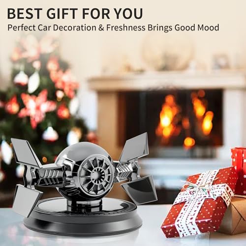 Image of Car Air Freshener, Solar Energy Rotating Aromatherapy Al Alloy Diffuser,Long-Lasting Fragrance，Interior Decoration Accessories Diffuser for Car and Home（Black）
