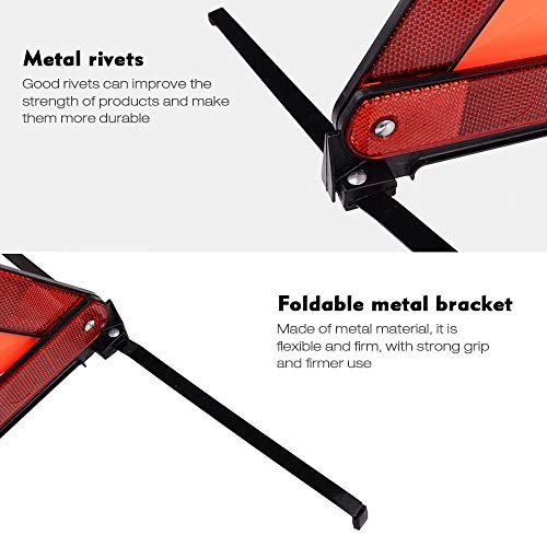 Ajcoflt Triângulo Aviso Refletor Sinal de Parada de Segurança Refletor Sinal de Emergência Carro Tri