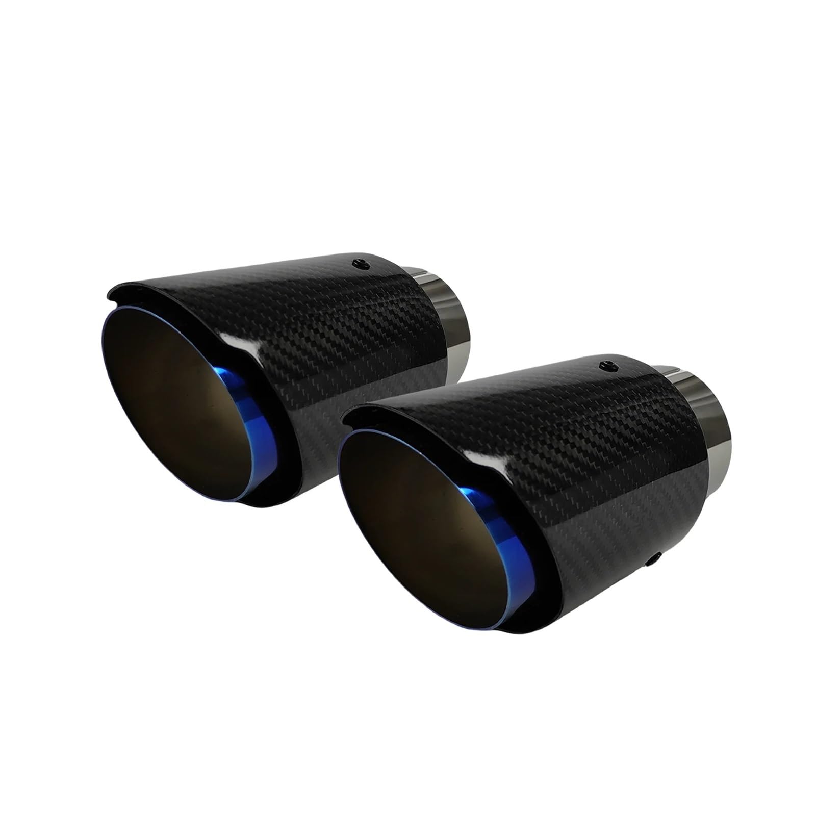 Car Silencer Uniwersalny samochód tylna gardło z włókna węglowego tłumik samochodowy niebieskie poszycie skośnym błyszczący końcówka dyszy wydechowej 1 szt(51mm-76mm)