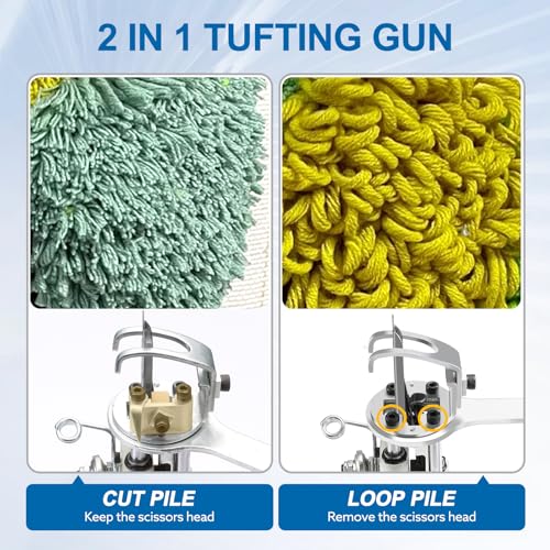 Image of BESGEER Carpet Tufting Gun Starter Kit - Rug-Maker-Machine-Starter-Kit,2 in 1-Cut-Loop-Tufting-Gun, Electric-Rug-Making-Kit for Beginners (Blue 5cm Pile)