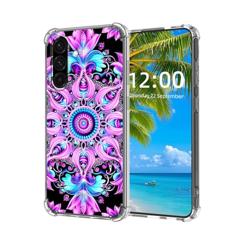 ETLKJVBL for Samsung Galaxy A56 5G Case, Pink Purple Symmetrical Pattern High-Definition Painted Back Cover with Soft Transparent TPU Bumper, Shockproof Protective for A56 5G Phone Case