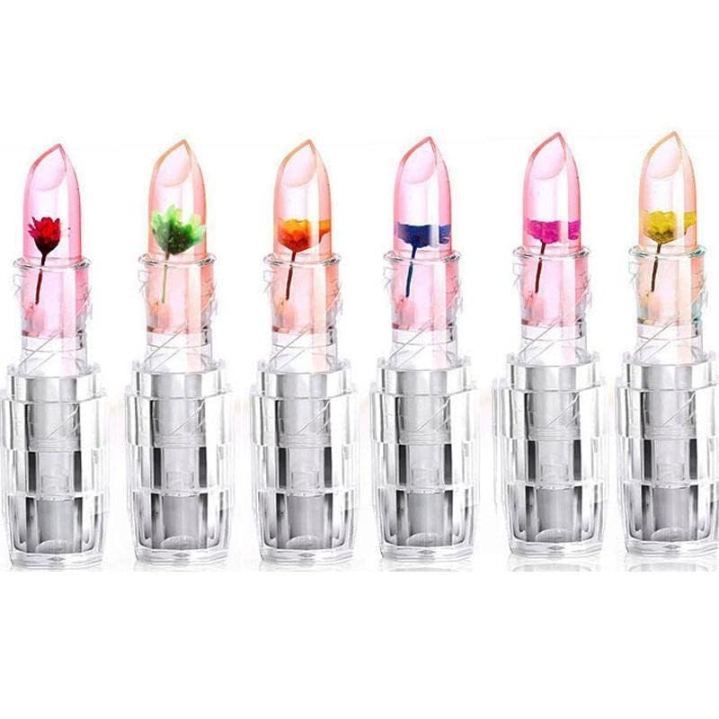 Waterproof High-Glossy Jelly Flower Lipstick - Color Changing Transparent (Pack of 6)