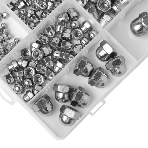 Image of Epi-Torque 202 Pcs Stainless Steel Serrated Metric Acorn Cap Nuts Hex Dome Cap Assortment Kit, 7 Sizes - M3 M4 M5 M6 M8 M10 M12