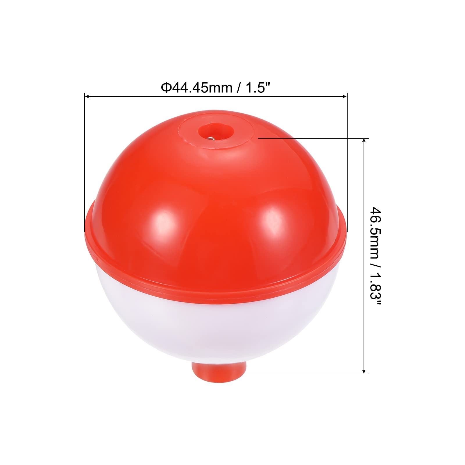 PATIKIL 1.75 Pouce Pêche Bobines, 50 Lot Plastique Pousser Bouton Rond Pêche Flotteur, Rouge et Blanc