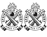 Springfield Armory Since 1794 Vinyl Sticker Decal (2 Pack) - 3x3 Inches - for Hard Hat Car Truck SUV Van Window Bumper Wall Laptop Tablet Cup Tumbler and Any Smooth Surface
