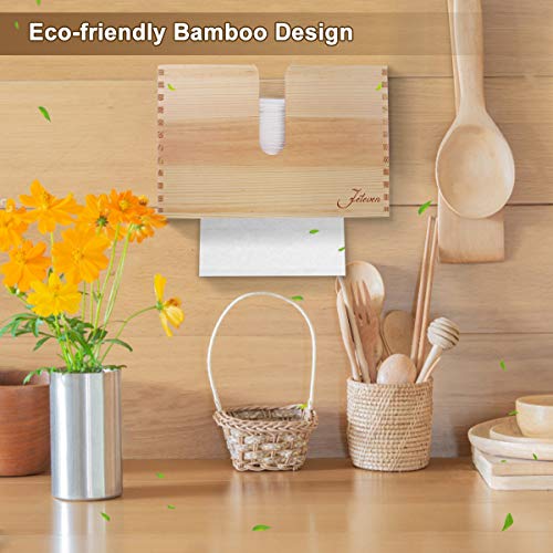 Jeteven Paper Towel Dispenser Kitchen Napkin Dispenser Wooden Bamboo Napkin Holders Wall Mount & Countertop Decor for Kitchen, Bathroom, Restaurant, Bar, Toilet of Home and Commercial - Thumbnail 6