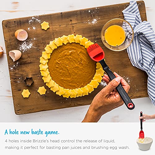 Image of Dreamfarm Brizzle 3-In-1 Flexible Silicone Sit-Up Basting, Drizzle, Scooping Brush with In-Built Sauce Resevoir - Classic Blue