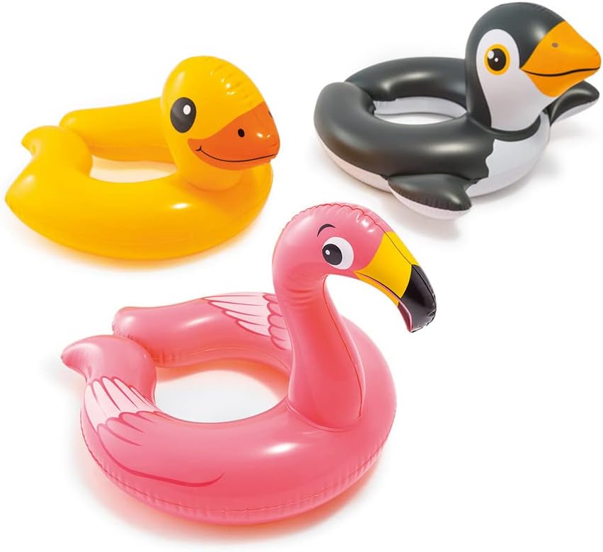 Glamourholic Cute Animal Swimming Ring Air Tube for Kids - Inflatable Floaters Adorable Design Water Pool for Summer Fun for Pool, Lake, Beach, Party, Lounge for Friends and Family (Combo of 3)
