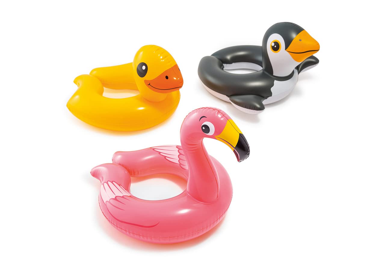 Glamourholic Cute Animal Swimming Ring Air Tube for Kids - Inflatable Floaters Adorable Design Water Pool for Summer Fun for Pool, Lake, Beach, Party, Lounge for Friends and Family (Combo of 3)