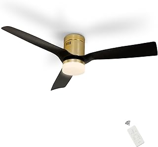 52 Inch Smart Ceiling Fan with Dimmable Light Kit 10-speed DC Motor Works with Remote Control/Alexa/Google Assistant/Siri Timer, Schedule (52 Inch, Gold/Black)