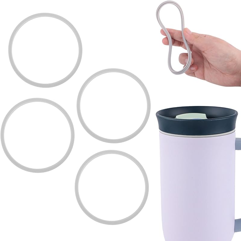 BOXOB 4pcs Gasket Replacement for Owala 40oz Tumbler | Silicone O Ring Water Bottle Ring Seal Lid Gasket Replacement Parts Accessories for Owala 40oz Stainless Steel Cup (Grey)