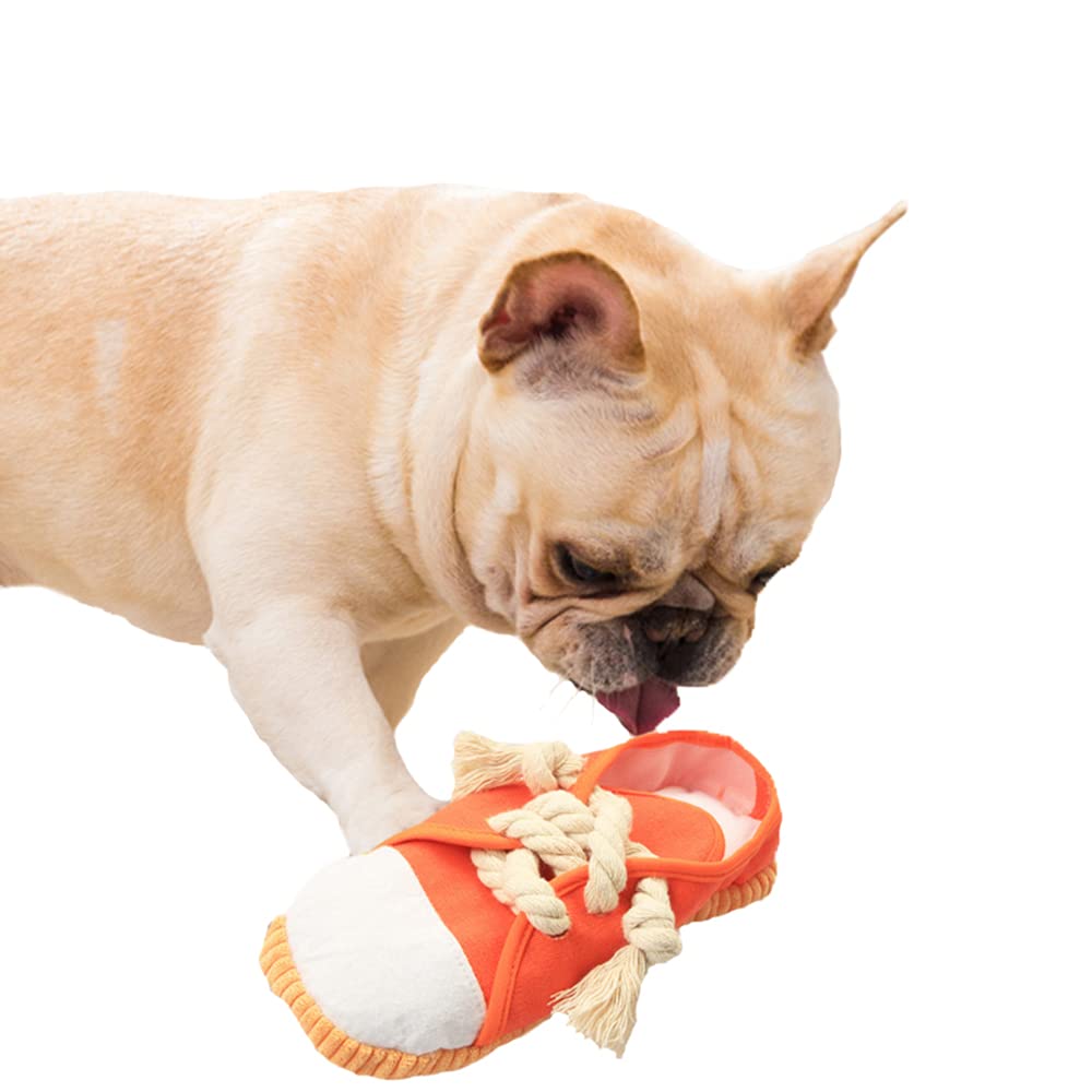Schoenhond speelgoed, hond piepende schoen speelgoed, hond kauwt schoenen speelgoed, interactieve kauwschoenen speelgoed, sneakers om kauwvermogen te oefenen, voorkomen tanden calculus voor honden