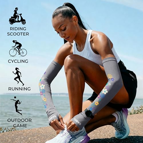 Image of TVARRA Anti-Tan Fingerless Arm Sleeves for Women|UV Protection Hand Cover Sleeves for Bike Riding, Running & Outdoor Use,Dust & Summer Protection Arm Sleeves