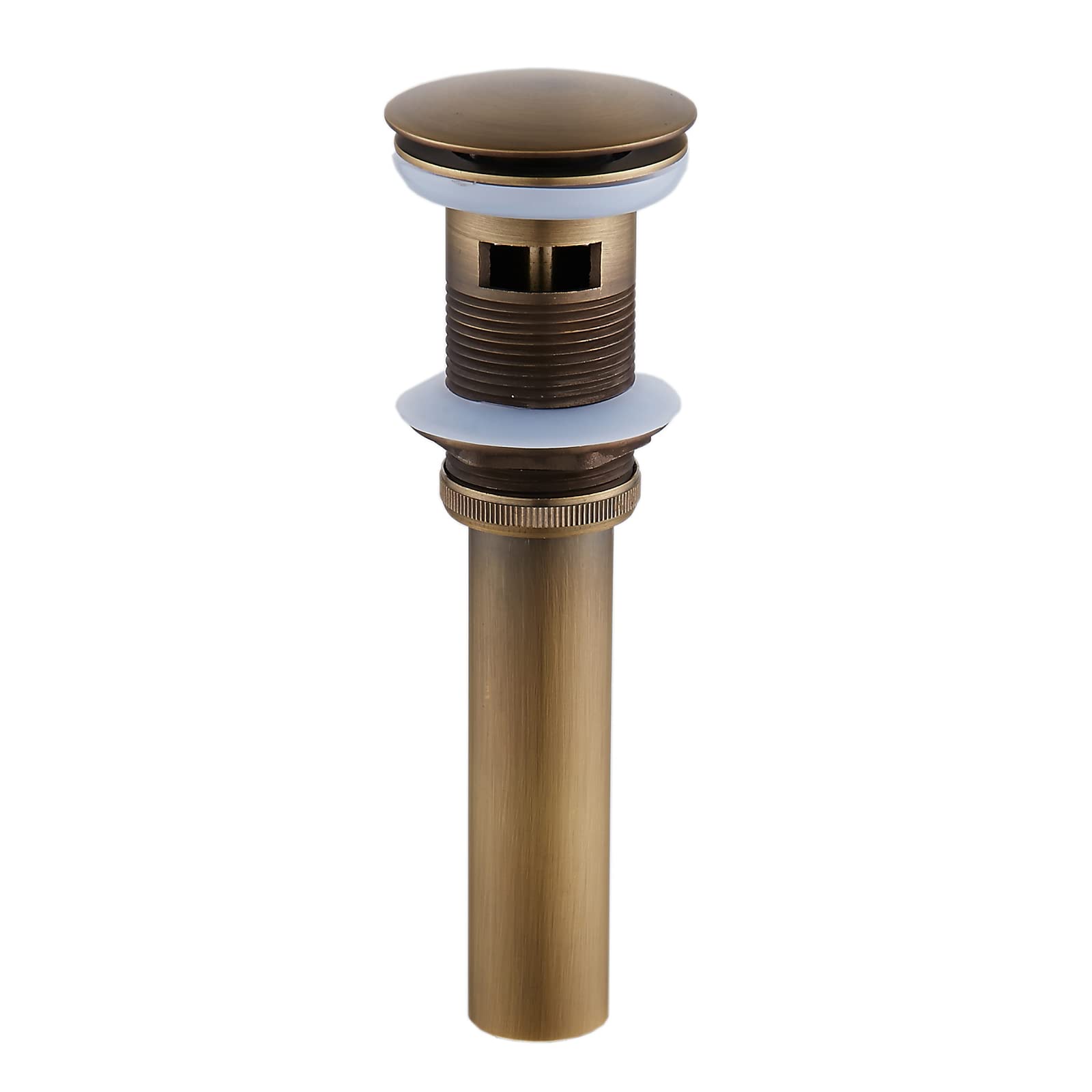 Tapón de Lavabo, tapón de Lavabo emergente, Tapón de desagüe Universal de latón Antiguo for Fregadero de Cocina y baño con botón pulsador de desbordamiento.(A)