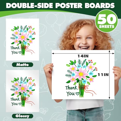 Image of TUXIYA 50 Pack White Poster Board,11 inch x 14 inch White Poster Paper Bulk | 250GSM /92LB Heavy-Weight Blank Poster Board for Arts,Craft,Projects Presentations,Drawing Scrapbooking