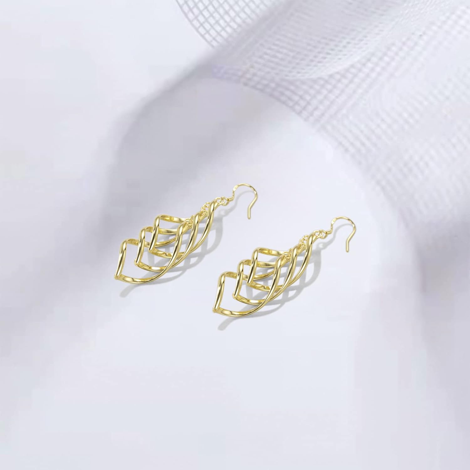 Sterling Silver Plated Earrings Dangle Earrings Linear Drop Statement Earrings for Women - Image 3