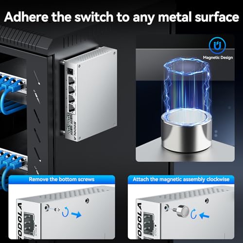 Image of SODOLA 2.5Gb Switch,4 x 2.5G Base-T Ports, 2 x 10G SFP+, Aluminum Alloy Cooling & Magnetic Mounting,2.5 Gigabit Network Switch Fanless Plug & Play, Unmanaged Multi-Gigabit Switch,Lifetime Protection