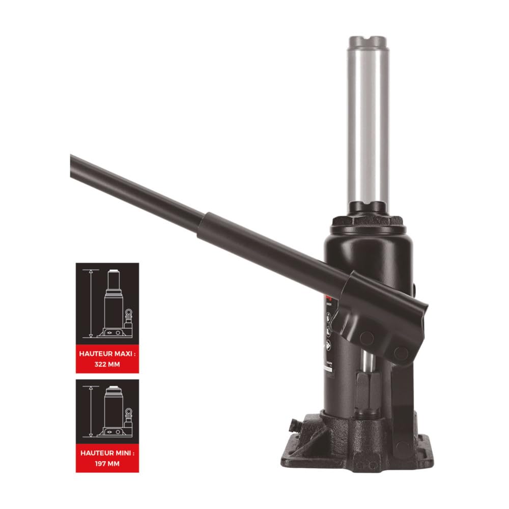 Autobest Cric hydraulique Bouteille 5 Tonnes de 197 à 382 mm