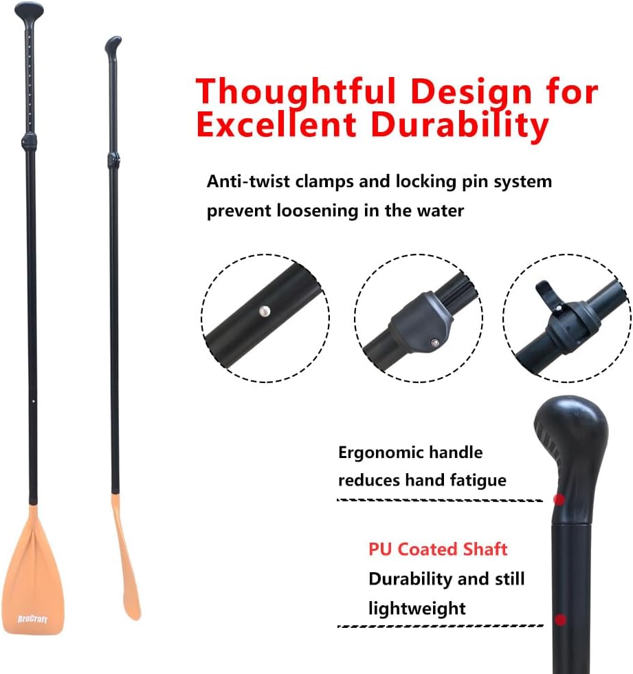 Brocraft SUP Paddles - 3 Piece Adjustable Stand up Paddle - Lightweight Oar for Paddleboard, Aluminum Alloy Shaft 68" - 84", for Surfing, Floating,Water Sport